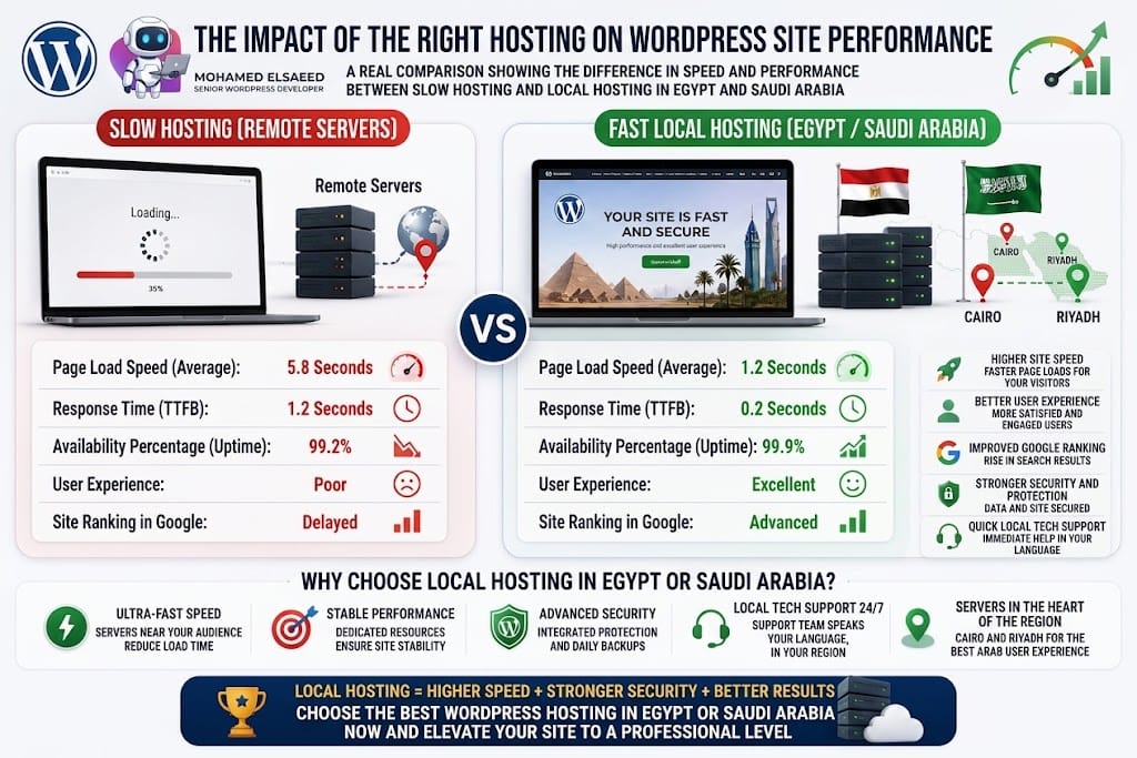WordPress hosting types comparison for websites in Egypt and Saudi Arabia