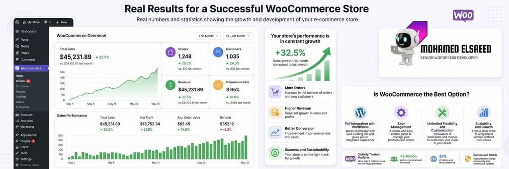 Successful WooCommerce store dashboard and ecommerce performance