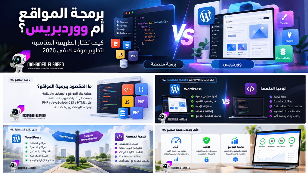 برمجة المواقع أم ووردبريس؟ كيف تختار الطريقة المناسبة لتطوير موقعك في 2026